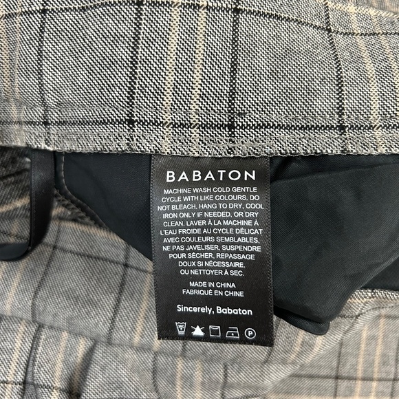 Aritzia Babaton Conan Pant Plaid Trouser Straight Leg High Waist Pleated Gray - Picture 12 of 16